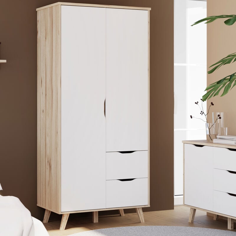 Borg vaatekaappi 95x201x53 cm tammi/valkoinen